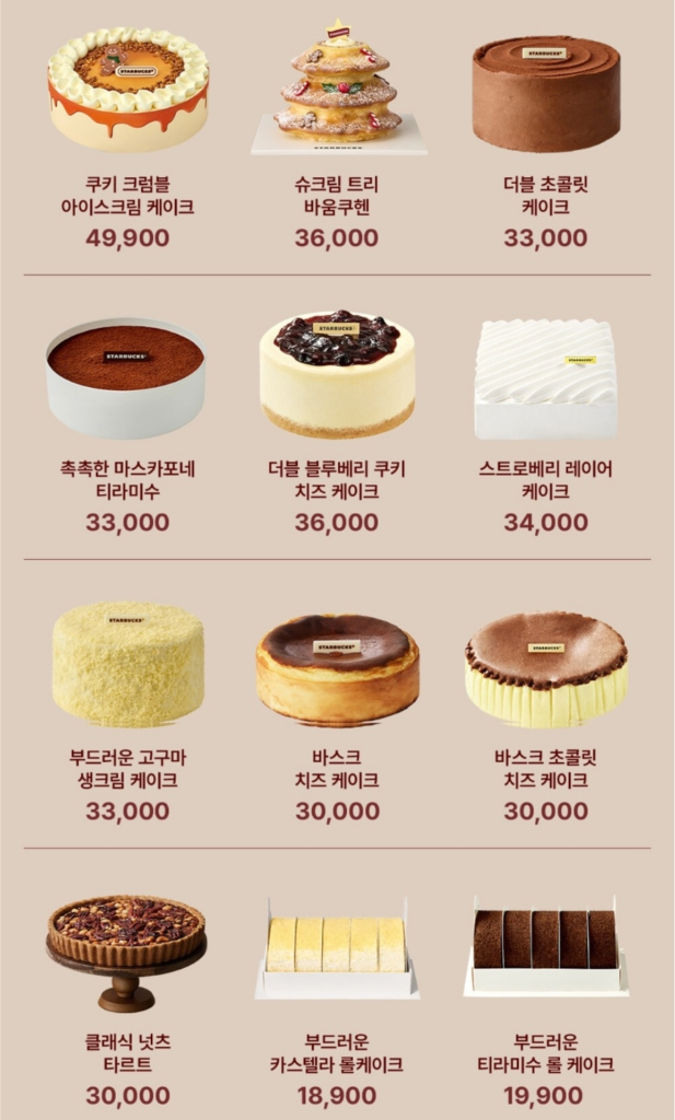 2025년 스타벅스 홀리데이 케이크 라인업