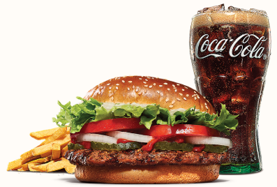 버거킹 대표메뉴인 와퍼세트